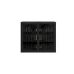 Armoire vitrée 2 portes verte/blanche/noire avec motif tressé, 3 niveaux de rangement