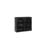 Armoire vitrée 2 portes verte/blanche/noire avec motif tressé, 3 niveaux de rangement