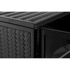 Armoire vitrée 2 portes verte/blanche/noire avec motif tressé, 3 niveaux de rangement