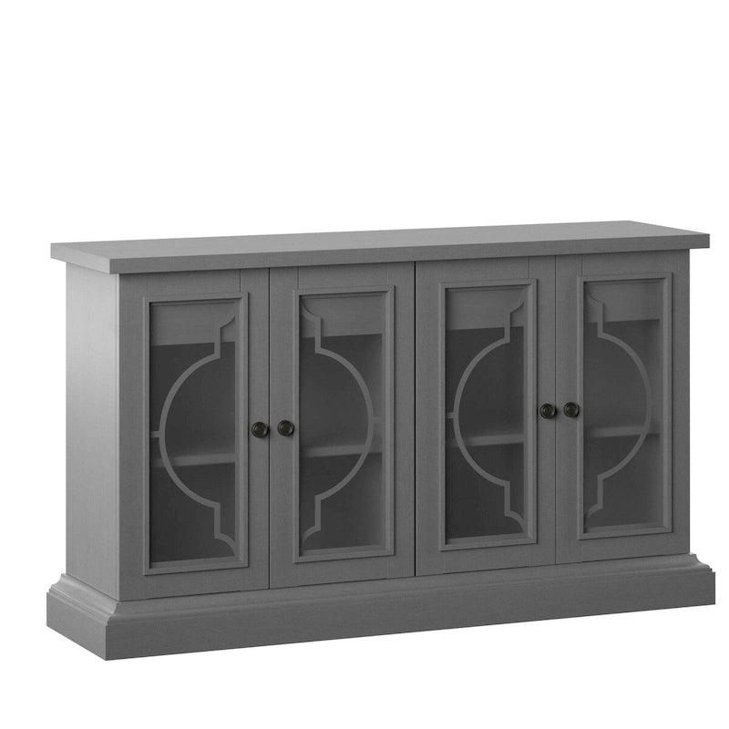 Bahut gris antique avec portes en verre dépoli – Meuble de rangement
