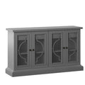 Bahut gris antique avec portes en verre dépoli – Meuble de rangement