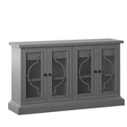 Bahut gris antique avec portes en verre dépoli – Meuble de rangement
