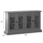 Bahut gris antique avec portes en verre dépoli – Meuble de rangement