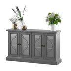 Bahut gris antique avec portes en verre dépoli – Meuble de rangement