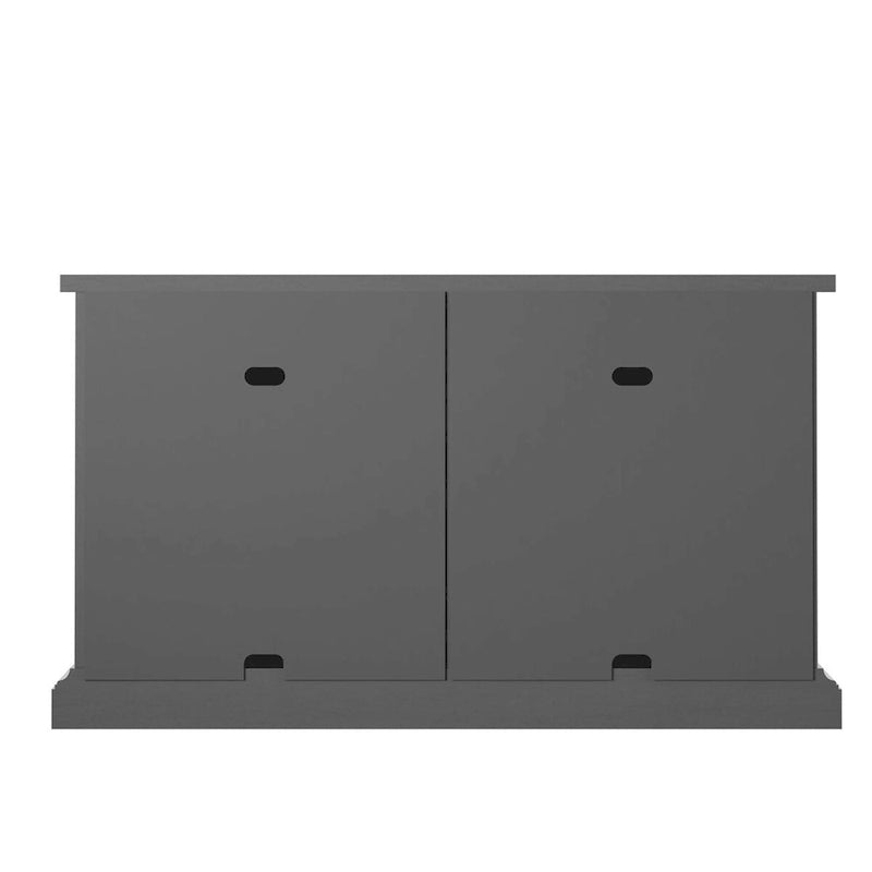 Bahut gris antique avec portes en verre dépoli – Meuble de rangement