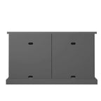 Bahut gris antique avec portes en verre dépoli – Meuble de rangement