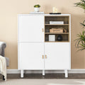 Meuble de rangement avec porte et étagère ouverte (Blanc / Rose / Bleu, Simple)