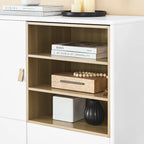 Meuble de rangement avec porte et étagère ouverte (Blanc / Rose / Bleu, Simple)