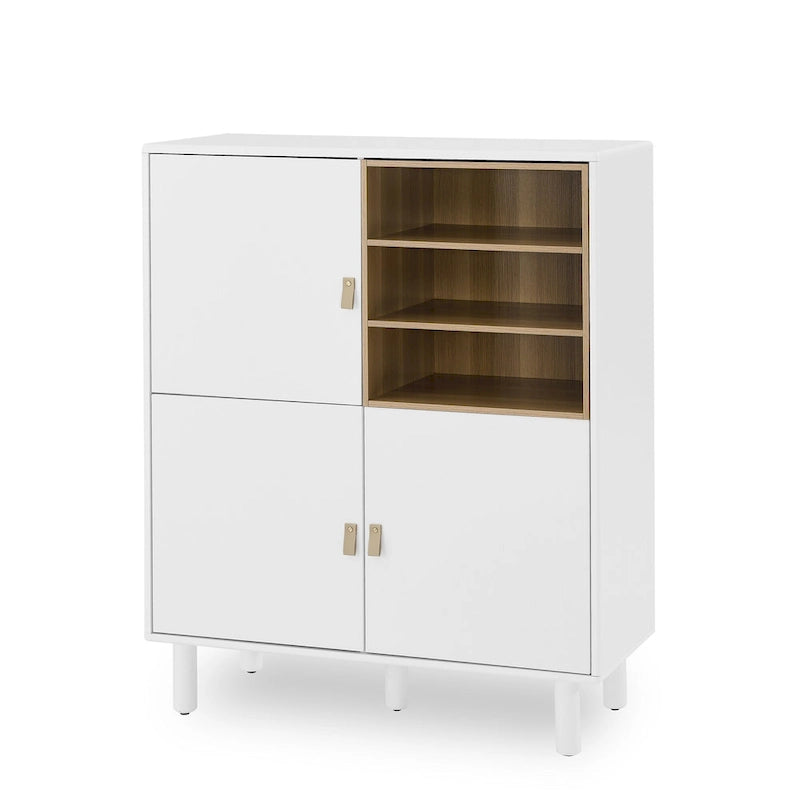 Meuble de rangement avec porte et étagère ouverte (Blanc / Rose / Bleu, Simple)