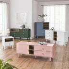 Meuble de rangement avec porte et étagère ouverte (Blanc / Rose / Bleu, Simple)