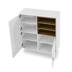 Meuble de rangement avec porte et étagère ouverte (Blanc / Rose / Bleu, Simple)