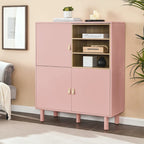 Meuble de rangement avec porte et étagère ouverte (Blanc / Rose / Bleu, Simple)