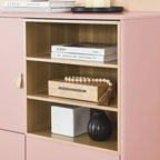 Meuble de rangement avec porte et étagère ouverte (Blanc / Rose / Bleu, Simple)