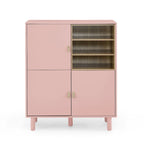 Meuble de rangement avec porte et étagère ouverte (Blanc / Rose / Bleu, Simple)