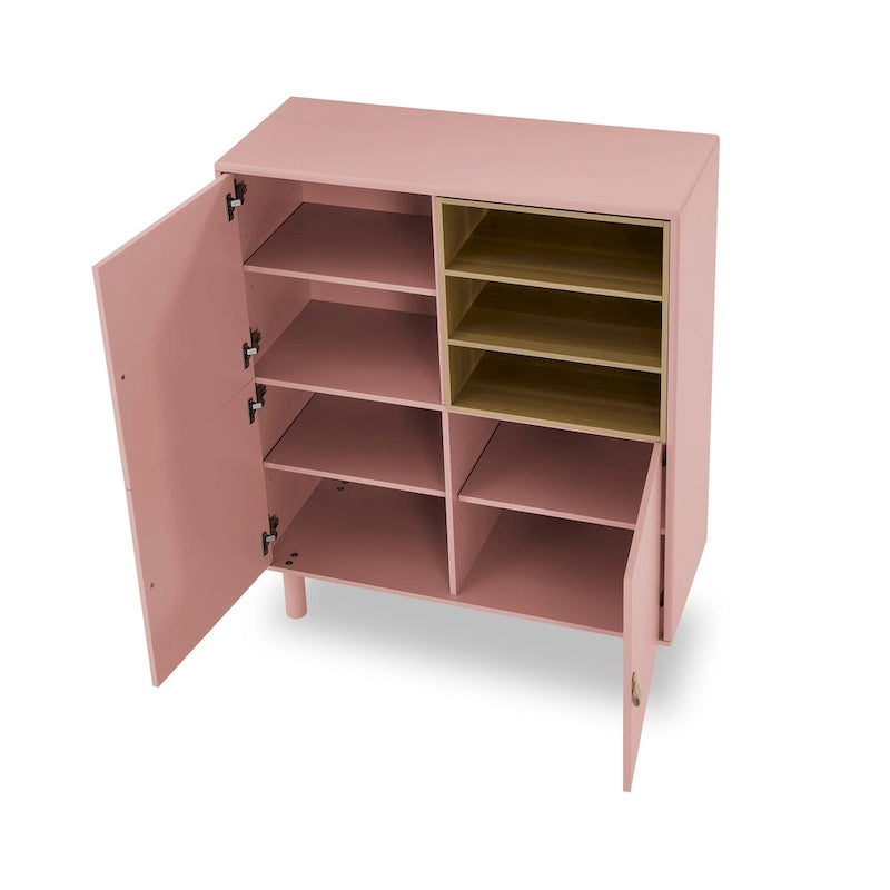 Meuble de rangement avec porte et étagère ouverte (Blanc / Rose / Bleu, Simple)