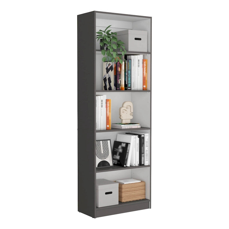 Ensemble de bibliothèque modulaire 3 pièces, Beige/Multicolore/Noir/Blanc, 13 étagères avec placard, pour 1 pièce
