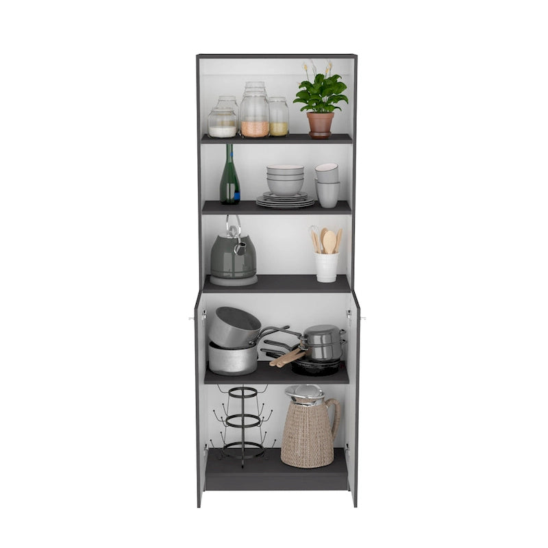 Ensemble de bibliothèque modulaire 3 pièces, Beige/Multicolore/Noir/Blanc, 13 étagères avec placard, pour 1 pièce