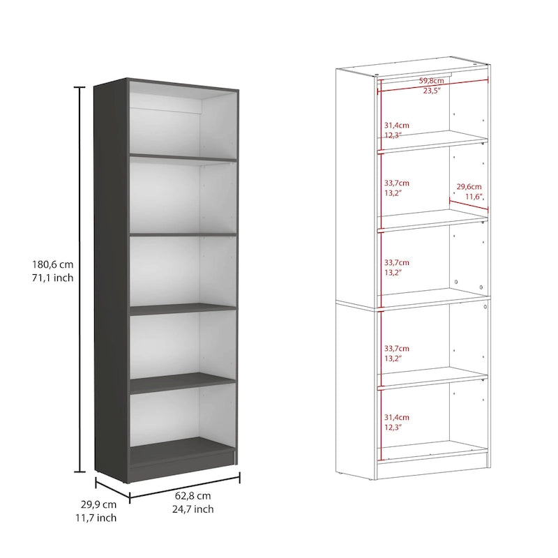 Ensemble de bibliothèque modulaire 3 pièces, Beige/Multicolore/Noir/Blanc, 13 étagères avec placard, pour 1 pièce