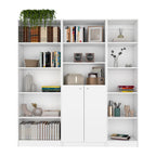Ensemble de bibliothèque modulaire 3 pièces, Beige/Multicolore/Noir/Blanc, 13 étagères avec placard, pour 1 pièce