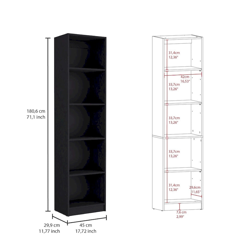 Ensemble de bibliothèque modulaire 3 pièces, Beige/Multicolore/Noir/Blanc, 13 étagères avec placard, pour 1 pièce