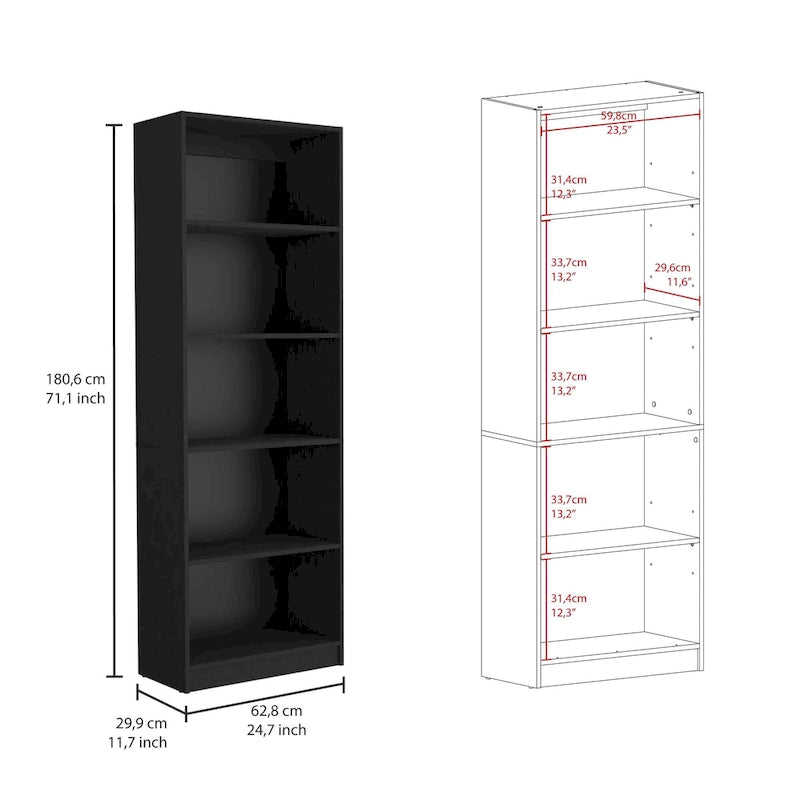 Ensemble de bibliothèque modulaire 3 pièces, Beige/Multicolore/Noir/Blanc, 13 étagères avec placard, pour 1 pièce