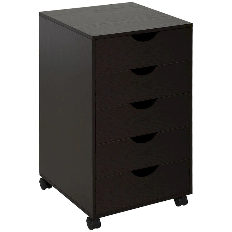 Classeur à 5 tiroirs brun, format légal, avec roues