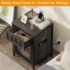 Table d'appoint de ferme brun noyer avec station de recharge, 1 personne