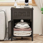Table d'appoint de ferme brun noyer avec station de recharge, 1 personne