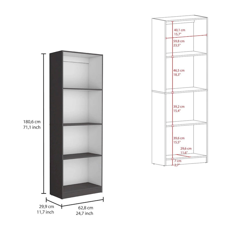 Ensemble de 3 bibliothèques à 4 étagères blanc/multicolore/noir, pour 1 pièce