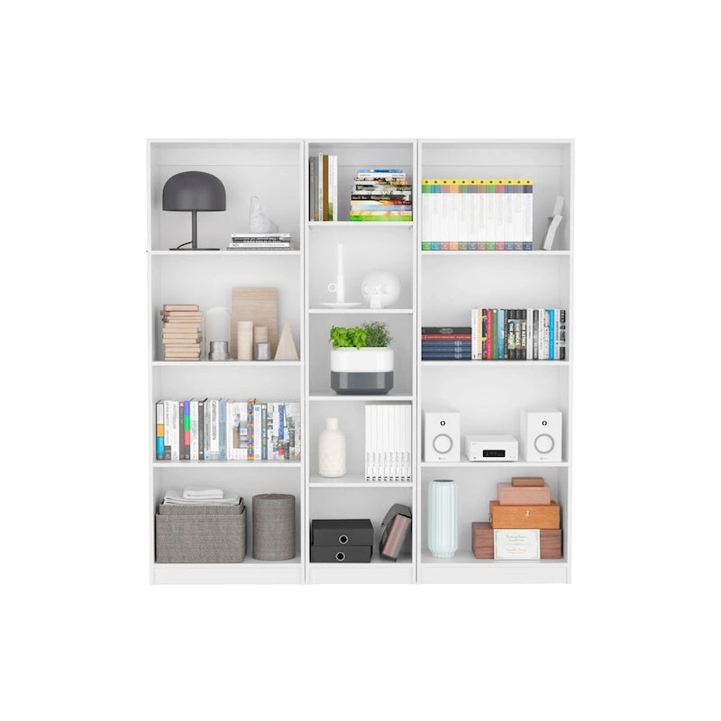 Ensemble de 3 bibliothèques à 4 étagères blanc/multicolore/noir, pour 1 pièce