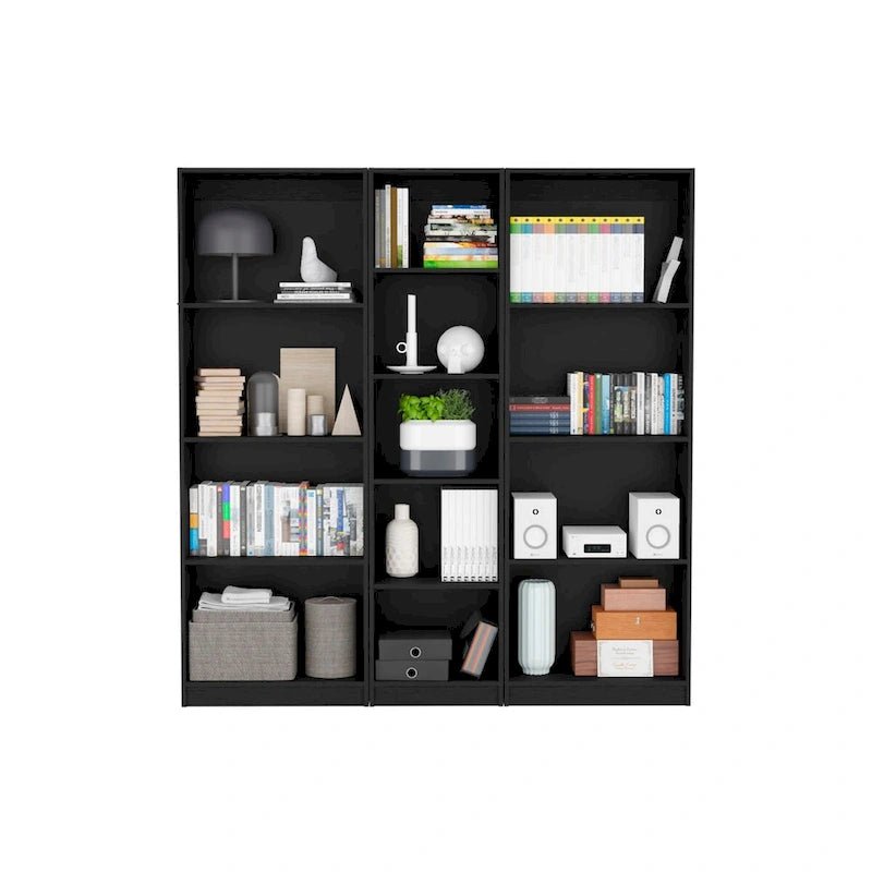 Ensemble de 3 bibliothèques à 4 étagères blanc/multicolore/noir, pour 1 pièce