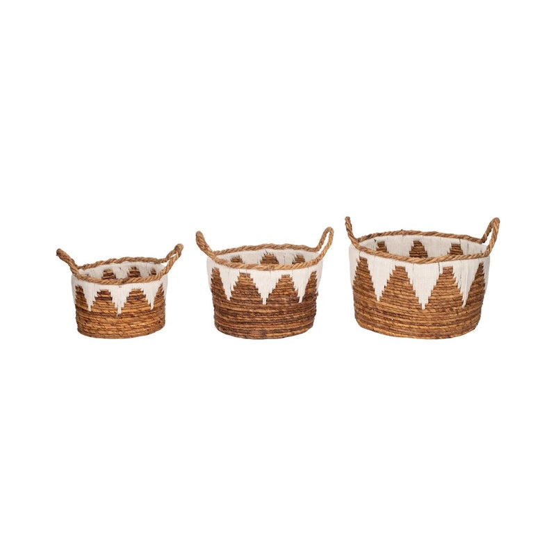Paniers tressés à la main en feuille de bananier naturelle, lot de 3