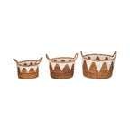 Paniers tressés à la main en feuille de bananier naturelle, lot de 3