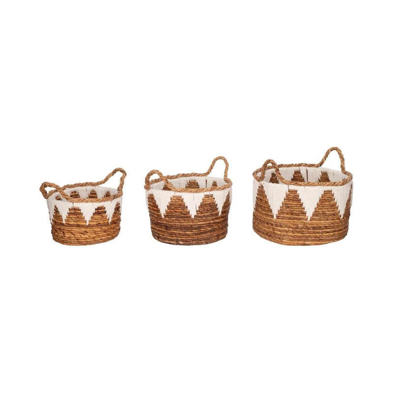 Paniers tressés à la main en feuille de bananier naturelle, lot de 3