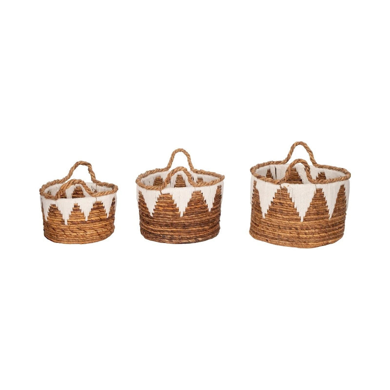 Paniers tressés à la main en feuille de bananier naturelle, lot de 3