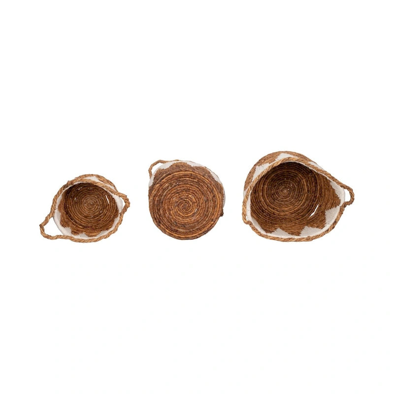 Paniers tressés à la main en feuille de bananier naturelle, lot de 3