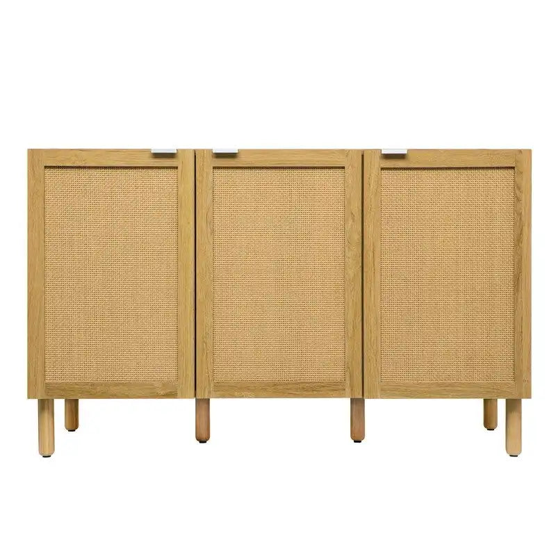 Armoire de rangement 3 portes, finition bois marron