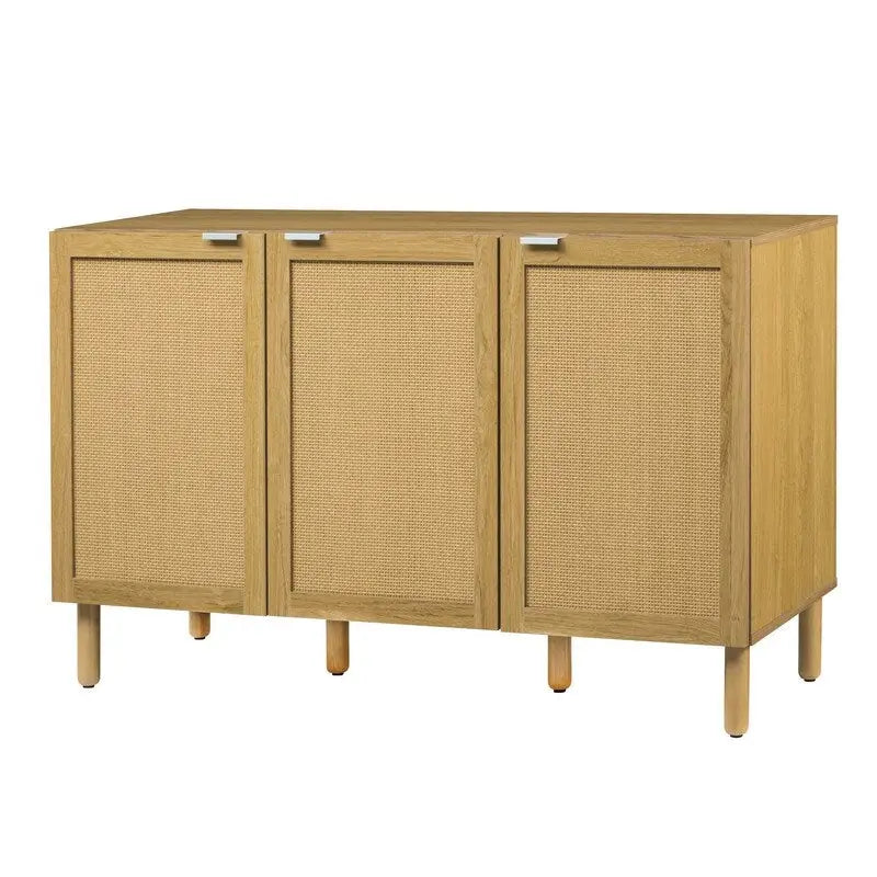 Armoire de rangement 3 portes, finition bois marron