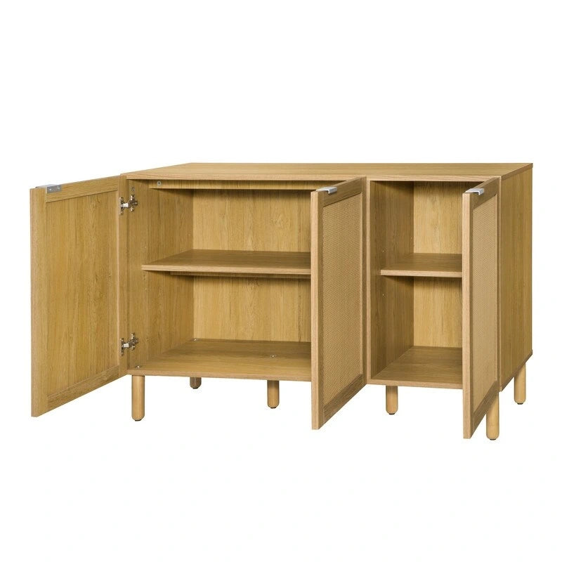 Armoire de rangement 3 portes, finition bois marron