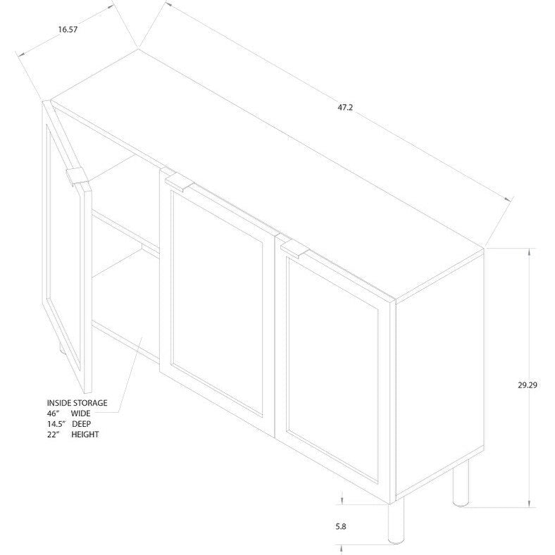 Armoire de rangement 3 portes, finition bois marron