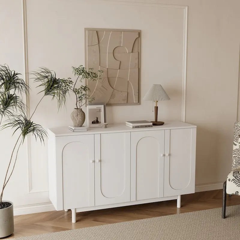 Armoire de rangement 4 portes vert menthe/blanc avec pieds en pin, individuelle
