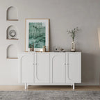 Armoire de rangement 4 portes vert menthe/blanc avec pieds en pin, individuelle