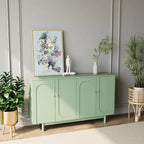 Armoire de rangement 4 portes vert menthe/blanc avec pieds en pin, individuelle