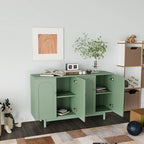 Armoire de rangement 4 portes vert menthe/blanc avec pieds en pin, individuelle