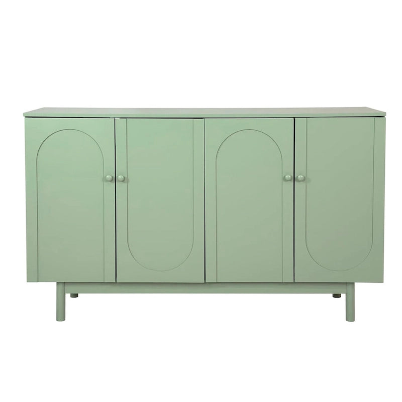 Armoire de rangement 4 portes vert menthe/blanc avec pieds en pin, individuelle