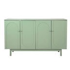 Armoire de rangement 4 portes vert menthe/blanc avec pieds en pin, individuelle