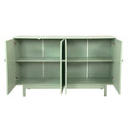 Armoire de rangement 4 portes vert menthe/blanc avec pieds en pin, individuelle