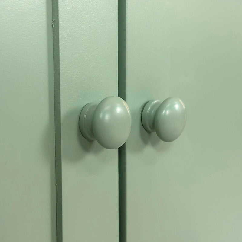 Armoire de rangement 4 portes vert menthe/blanc avec pieds en pin, individuelle