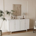 Armoire de rangement 4 portes vert menthe/blanc avec pieds en pin, individuelle