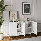Armoire de rangement 4 portes vert menthe/blanc avec pieds en pin, individuelle
